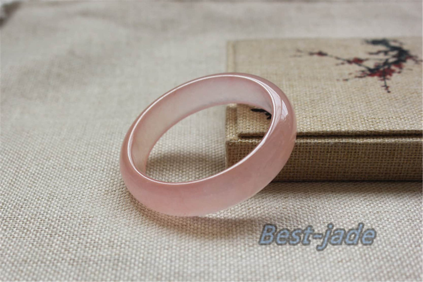 56-62mm Wholesale Natural pink Pure Jade Girl Bangle Bracelet Lady Hand carved Chain Natural  A stone