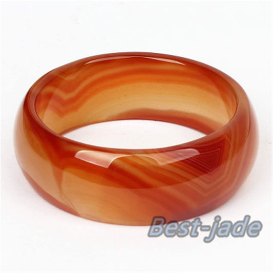 56-70mm Wholesale  Natural Jade Red Agate Girl Bangle Bracelet Lady Hand carved Orangle Chain Natural  A stone