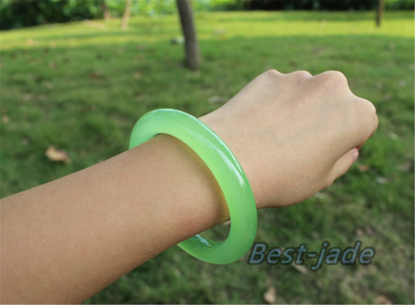 56-62mm Wholesale  Natural Jade Light green Agate  Round Bangle Bracelet Lady Jewelry Chain Natural  A stone