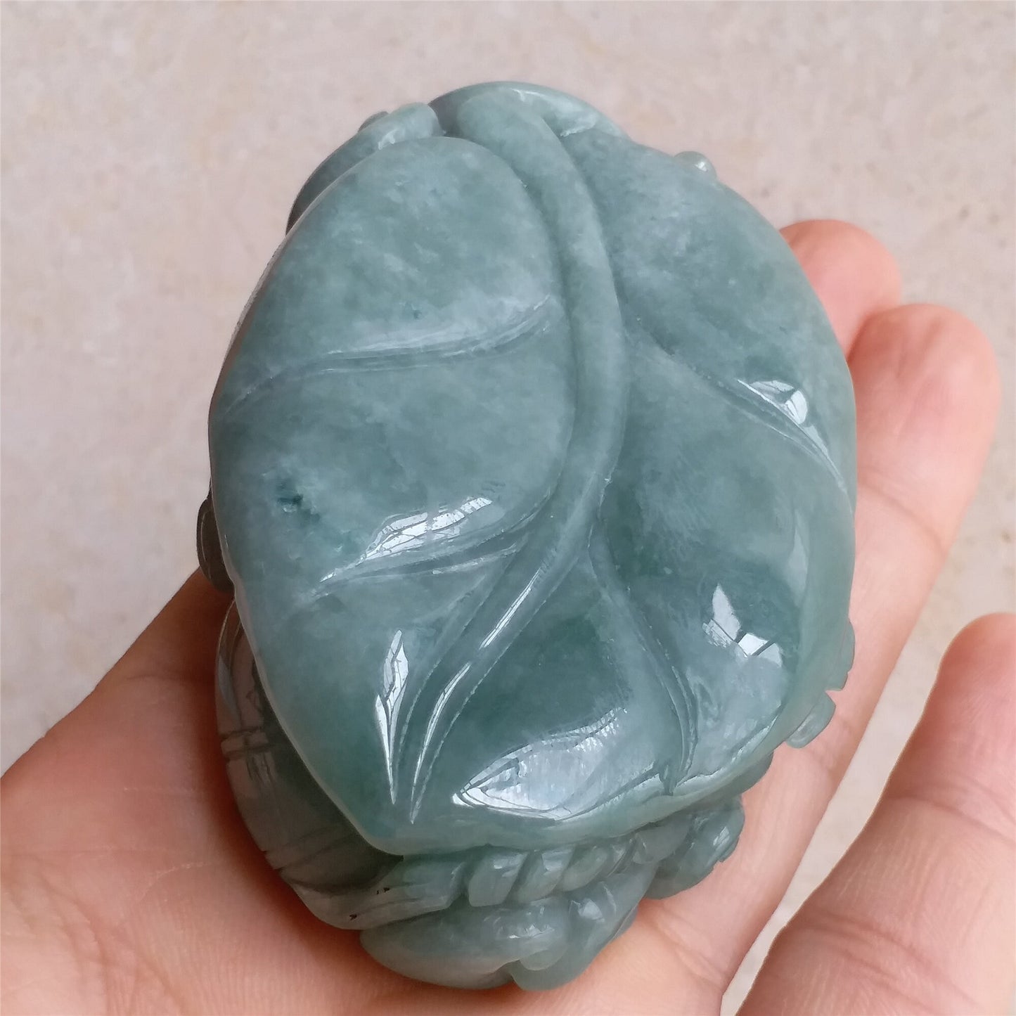 Dragon Natura Ice Green  Hand held Massage Burma Jadeite Grade A Jade Type A stone Burmese  Big Pendant 翡翠A货 生意兴隆 手把件