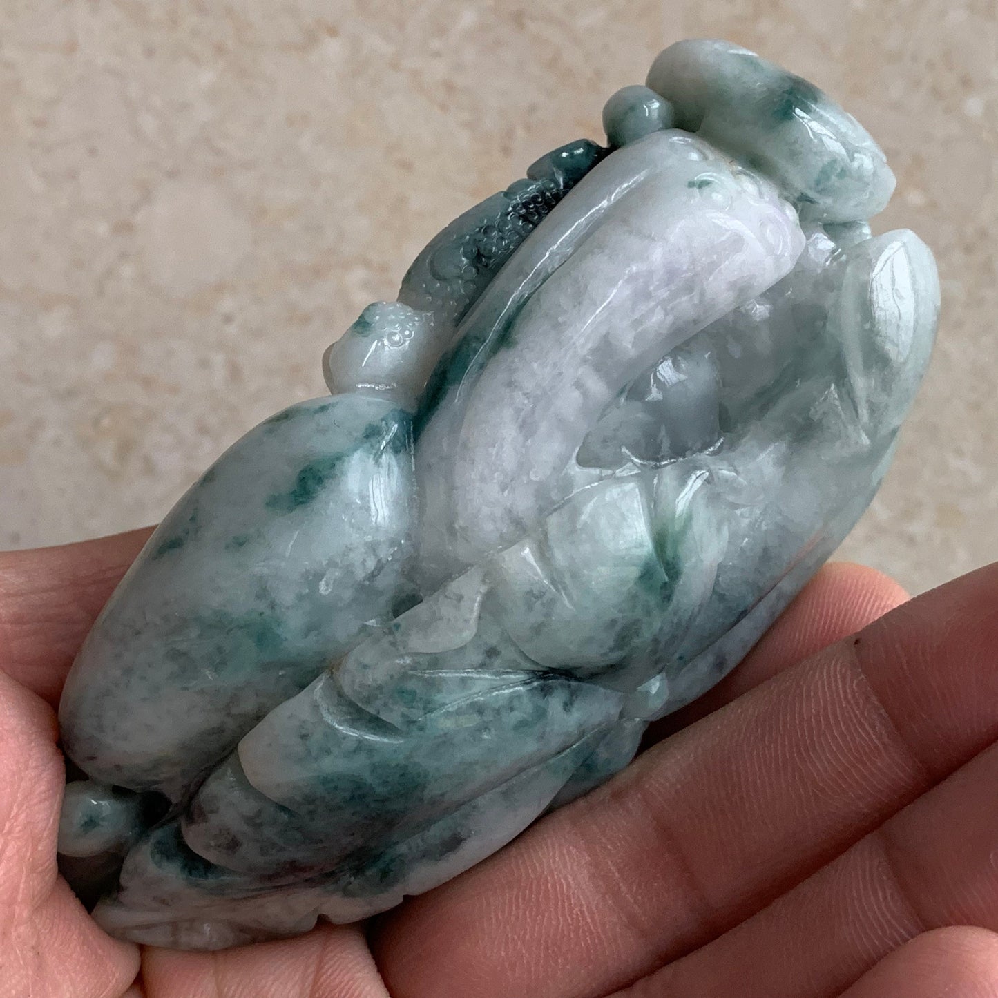 Sqecial Natural Jadeite & Albite jade Green Pixiu and Dragon Hand held Massage Type A Jadeite Natural Burma Jade BEADS Father‘s day gift