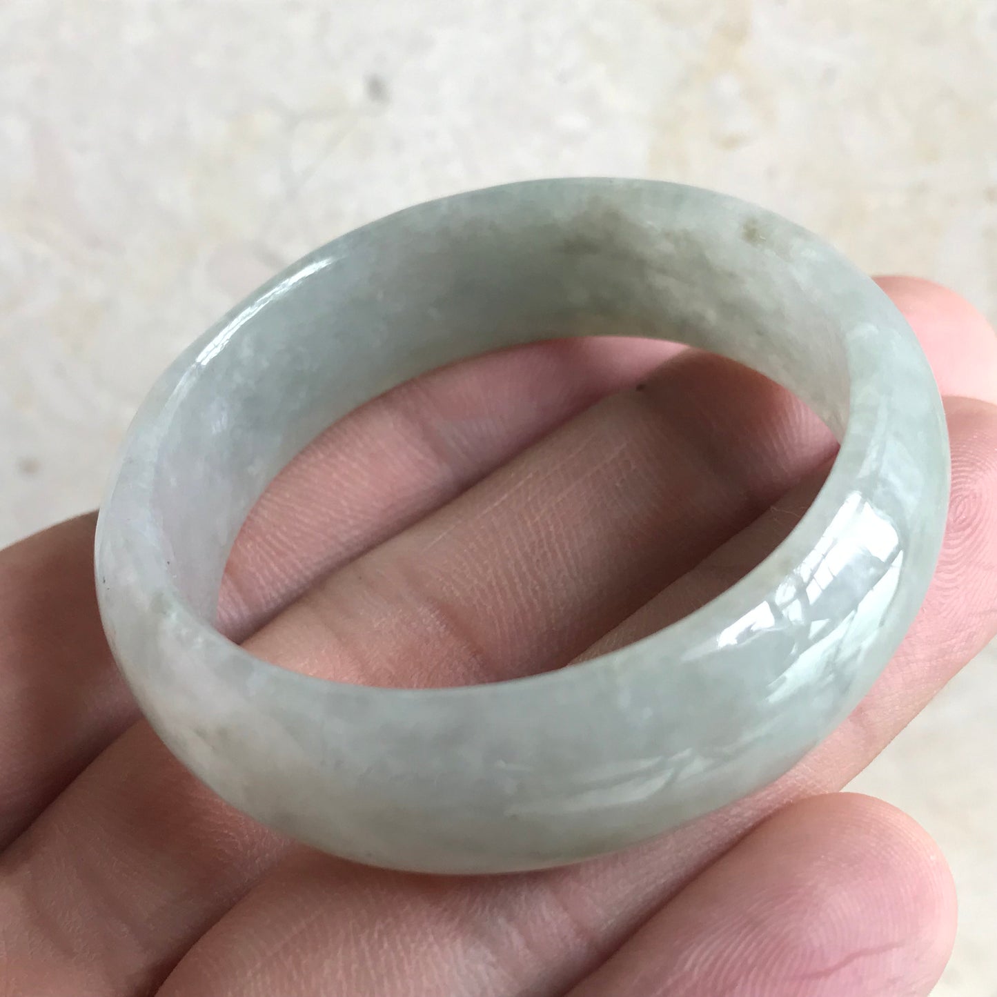 43.6mm Grade A Jade Burma jadeite Girl Bracelet Ice Natural green A stone Kid bangle