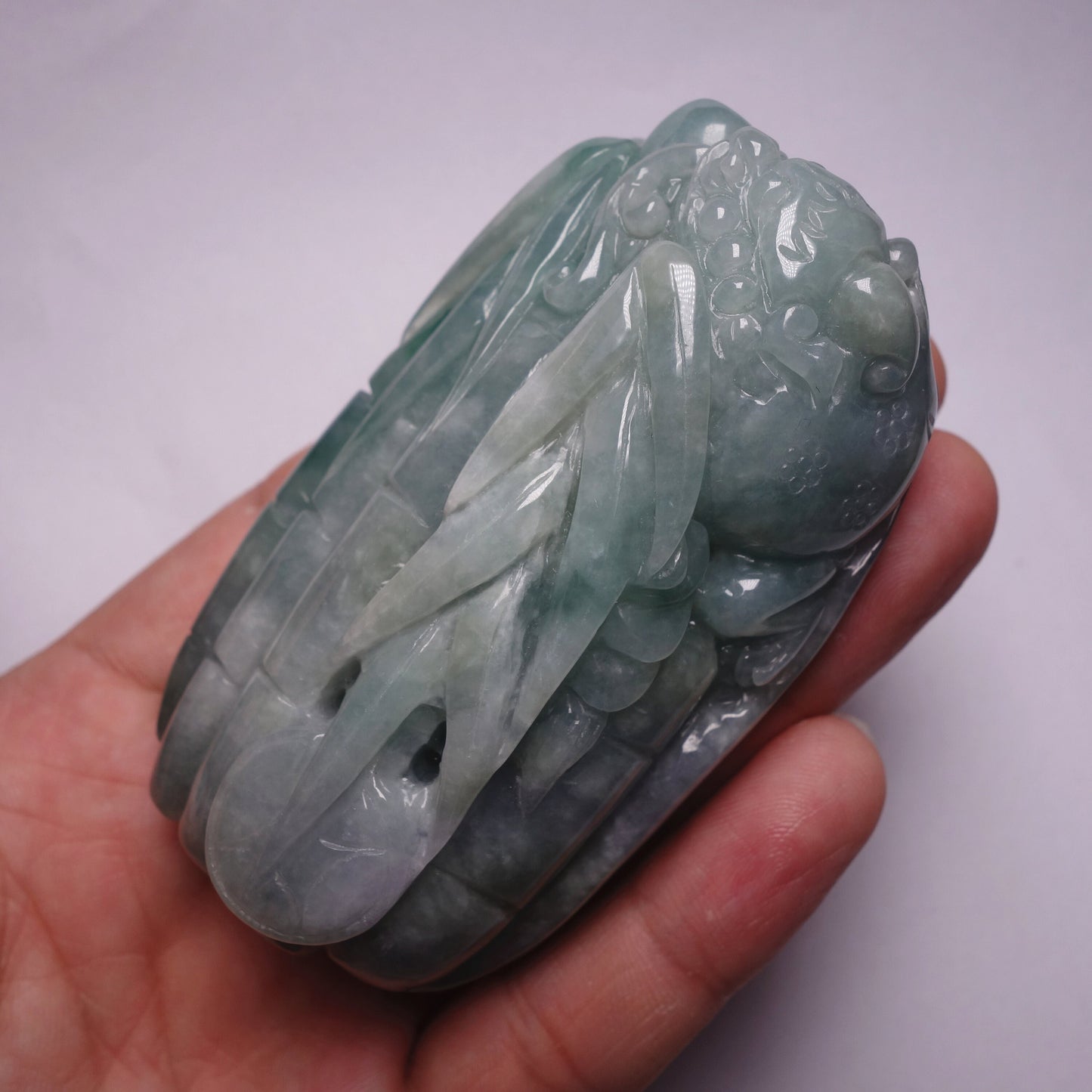 Natura Glass Green Frog Hand held Massage Burma Jadeite Grade A Jade A stone 翡翠A货 三角蟾手把件