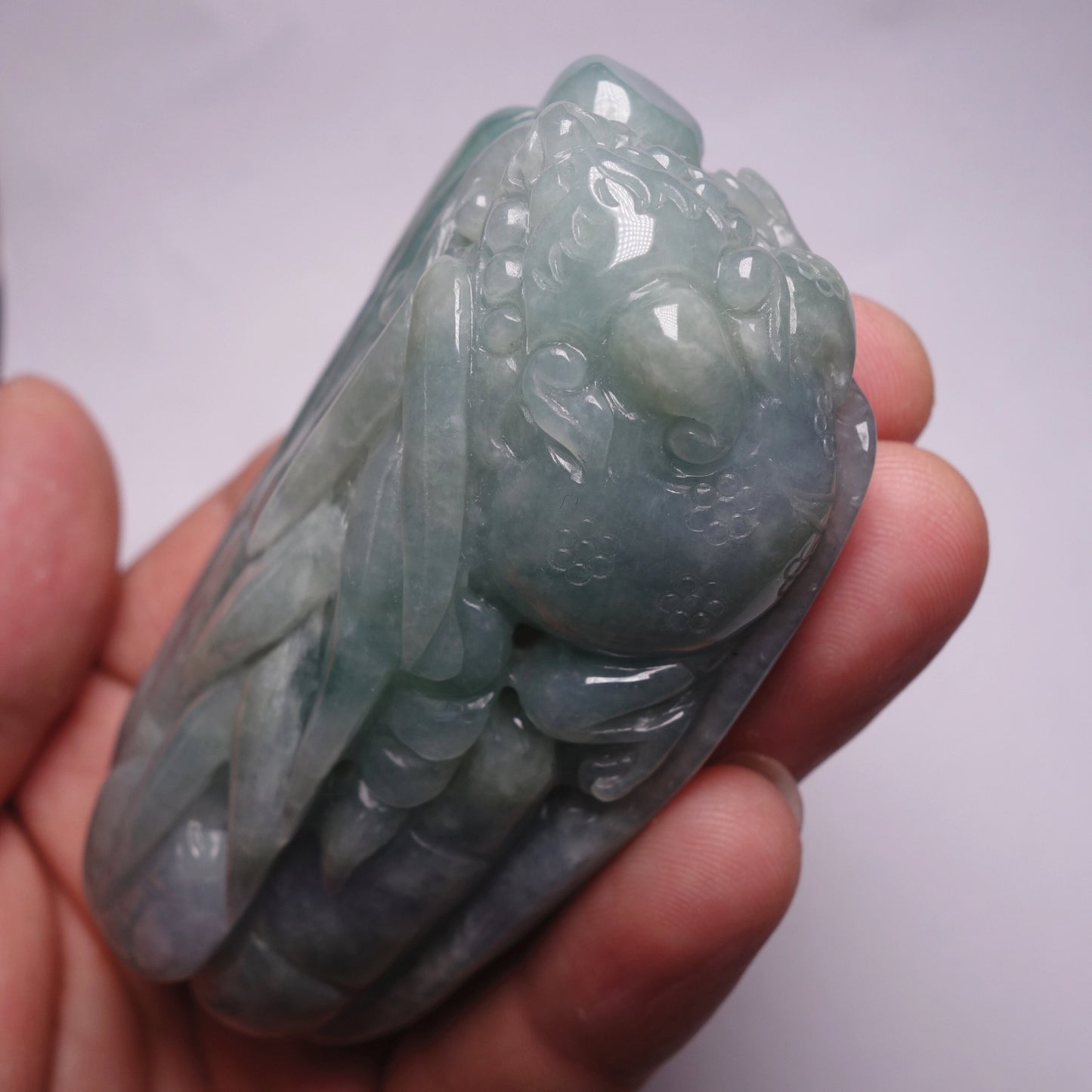 Natura Glass Green Frog Hand held Massage Burma Jadeite Grade A Jade A stone 翡翠A货 三角蟾手把件