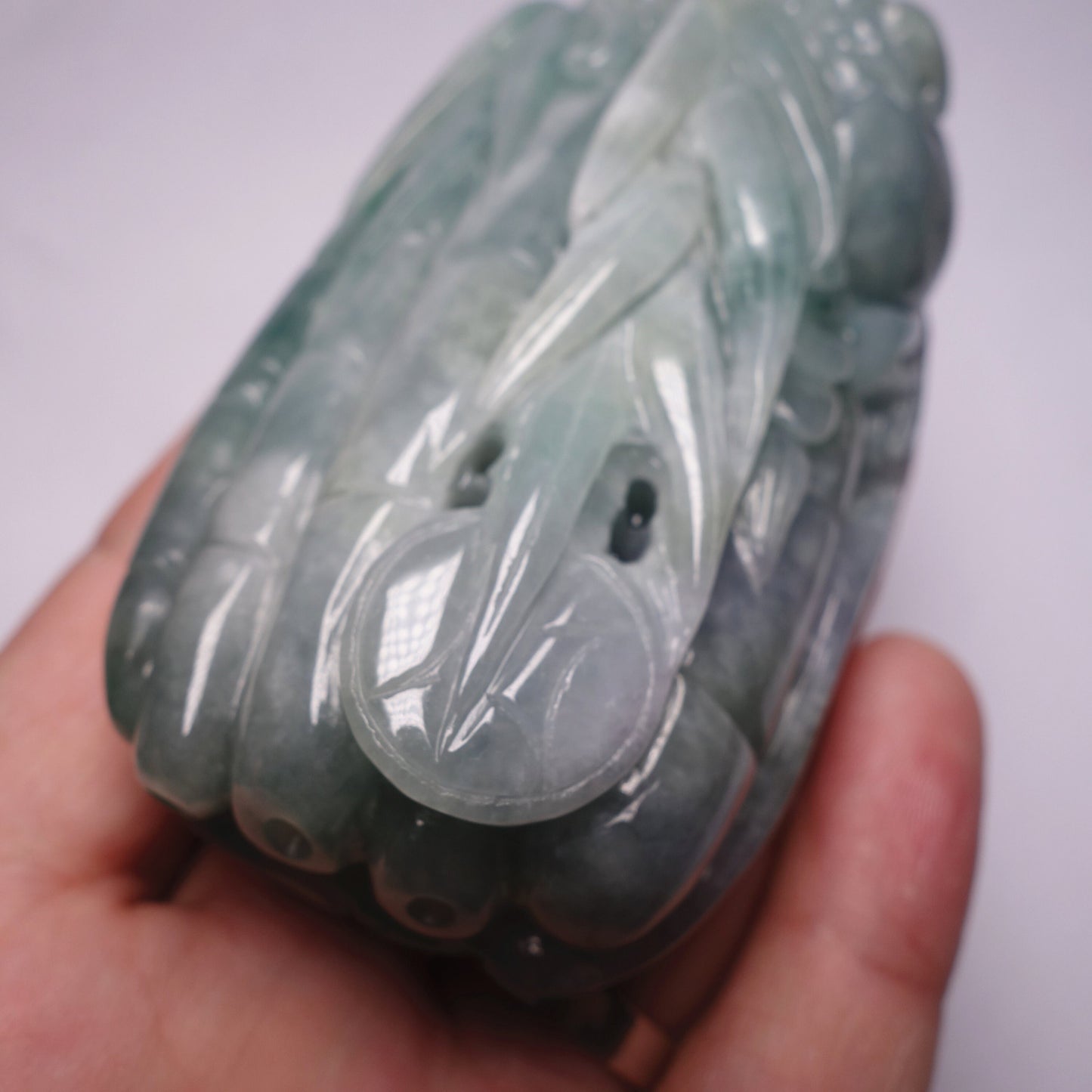 Natura Glass Green Frog Hand held Massage Burma Jadeite Grade A Jade A stone 翡翠A货 三角蟾手把件