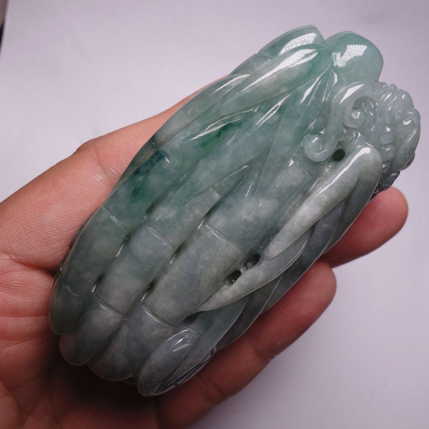 Natura Glass Green Frog Hand held Massage Burma Jadeite Grade A Jade A stone 翡翠A货 三角蟾手把件