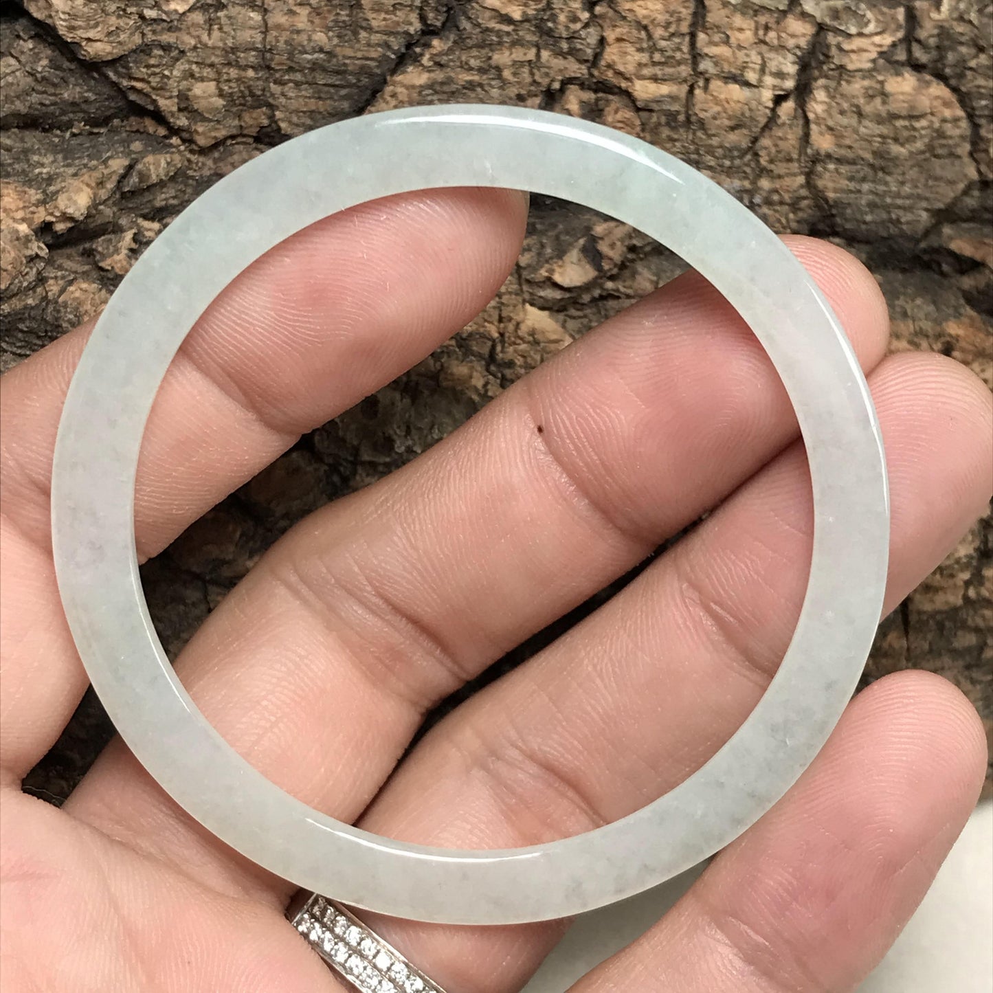 53.8mm Grade A Jade Thin Bangle Natural Burma jadeite Green Bracelet Lady Girl Chain ICE A stone Glass Feitsui  翡翠A货 手镯  171