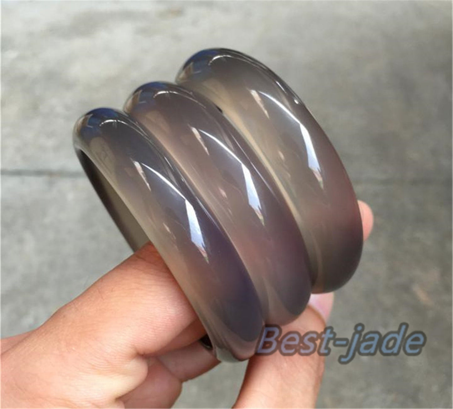 56-62mm Wholesale  Natural Jade Pure Agate Girl Bangle Bracelet Lady Hand carved Chain Natural  A stone