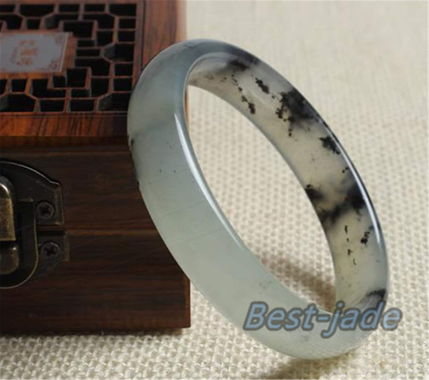 56-62mm Wholesale  Natural Jade  Girl Bangle Bracelet Lady Hand carved Chain Natural  A stone