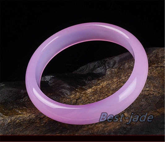 56-62mm Wholesale  Natural Jade pink Agate  Round Bangle Bracelet Lady Jewelry Chain Natural  A stone