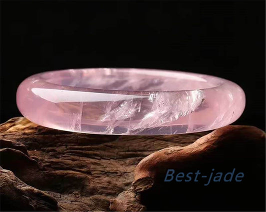 52-70mm Wholesale Natural ROSE QUARTZ BANGLE bracelet, Translucent Natural Pink Quartz crystal bracelet. A stone gift