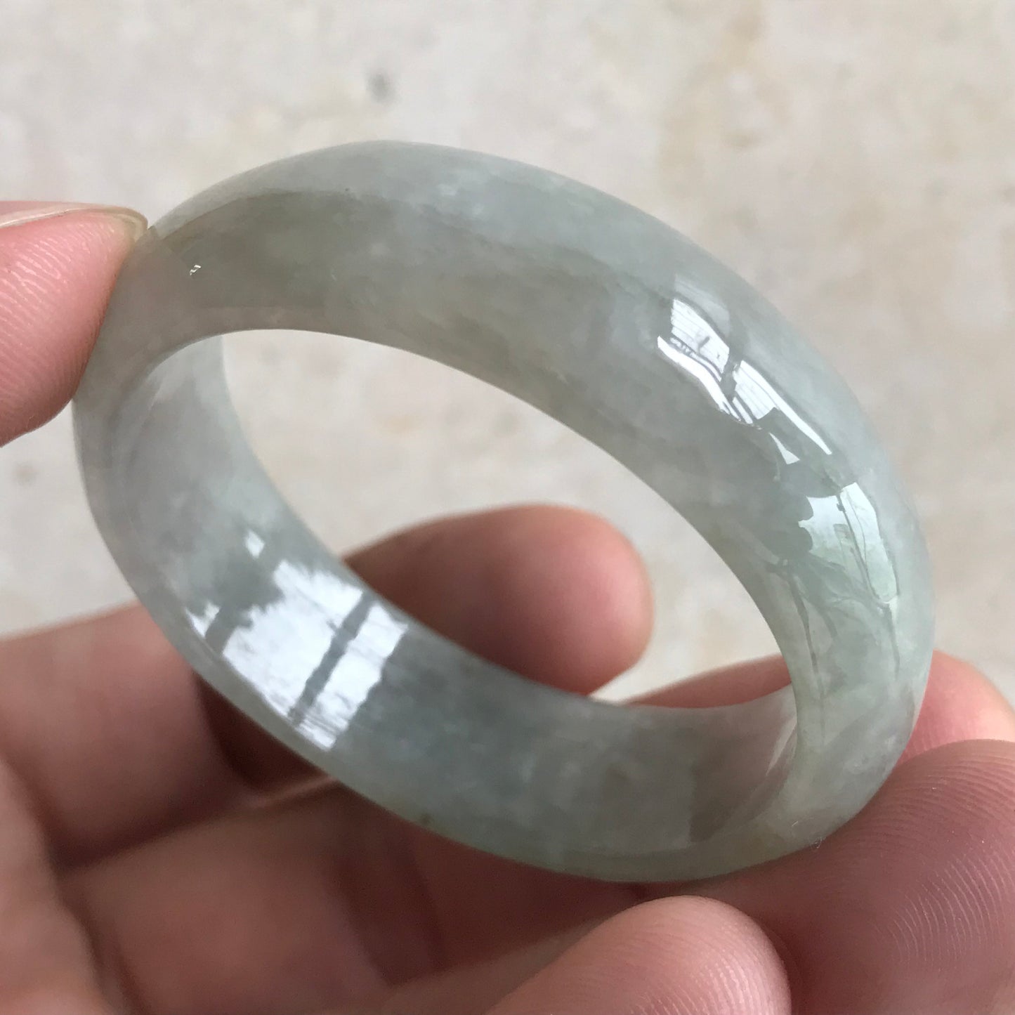 43.6mm Grade A Jade Burma jadeite Girl Bracelet Ice Natural green A stone Kid bangle