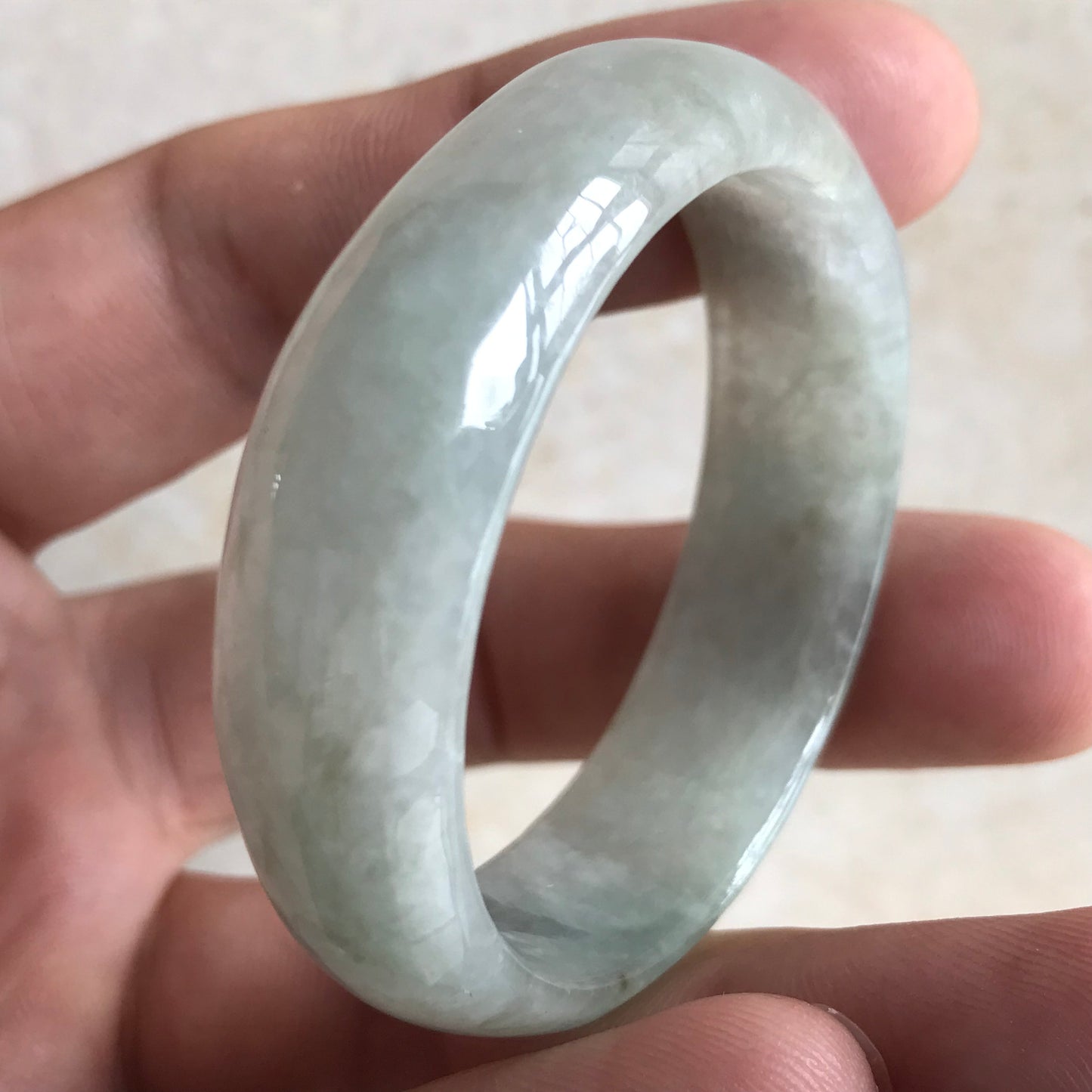 43.6mm Grade A Jade Burma jadeite Girl Bracelet Ice Natural green A stone Kid bangle