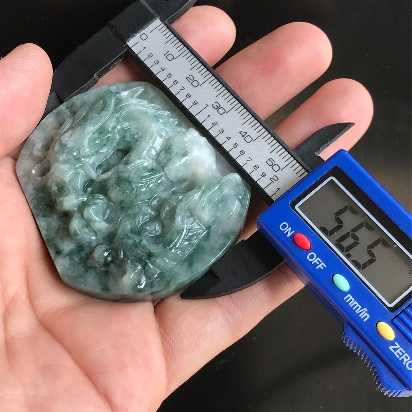 Natural Green Grade A JADE Burma Jadeite Dragon Hand craved Man pendant necklace Myanmar A Type Stone Grey 油青料翡翠A货