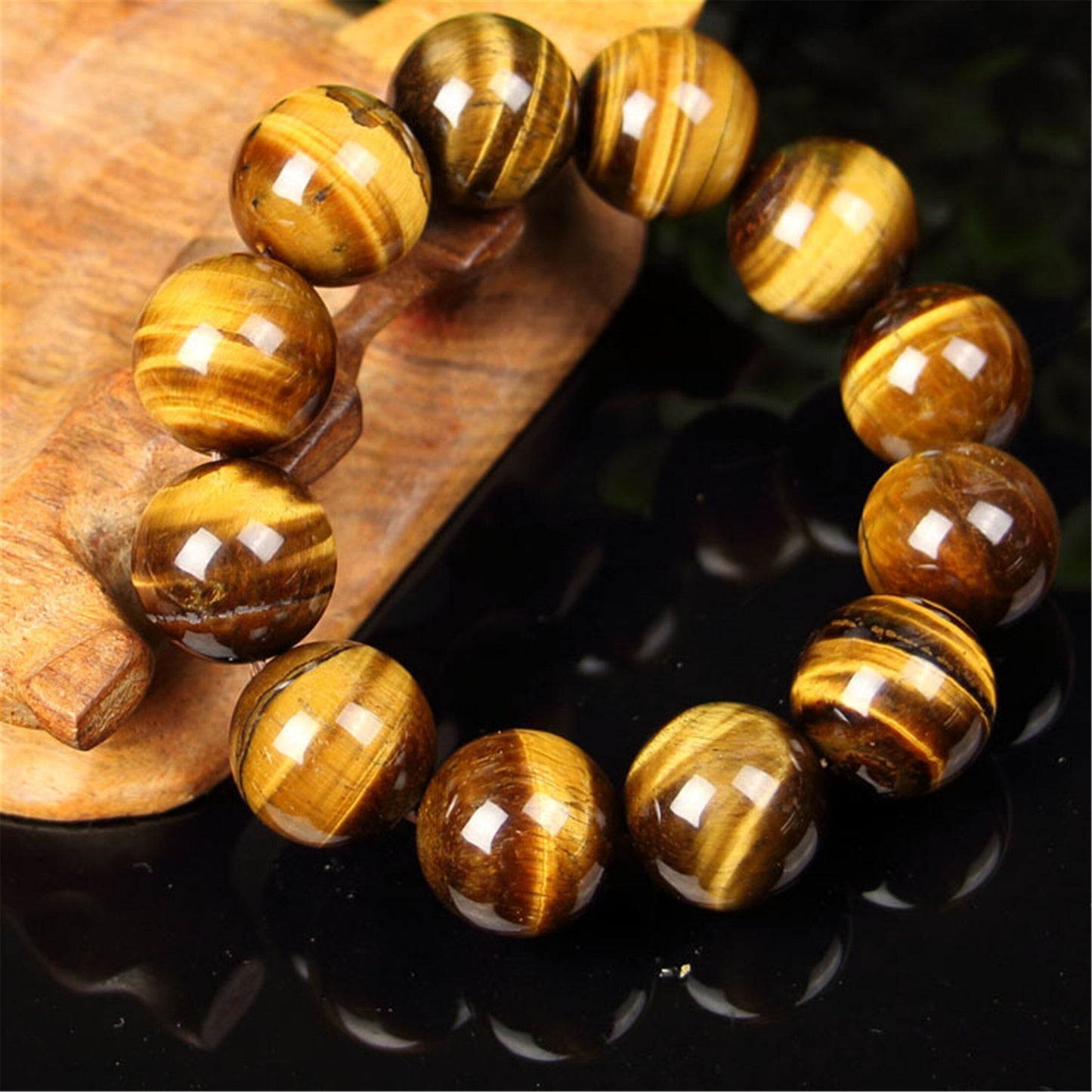 6-16mm Wholesale Natural tiger's-eye round beads bracelet beautiful carving A jade bangle yellow Tiger Eye Halskette f. bangle wristband