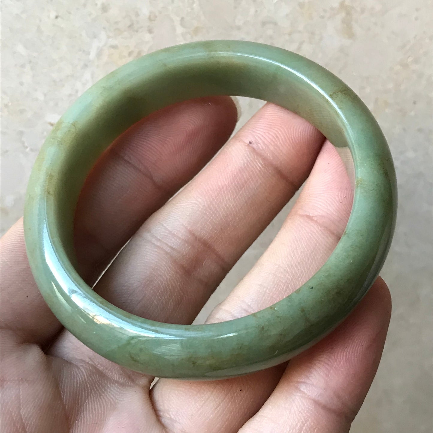 55mm Natural green Grade A Jade Round bangle Myanmar jadeite Lady Bracelet Ice green Type A stone small hand female bangle  翡翠飘花手镯