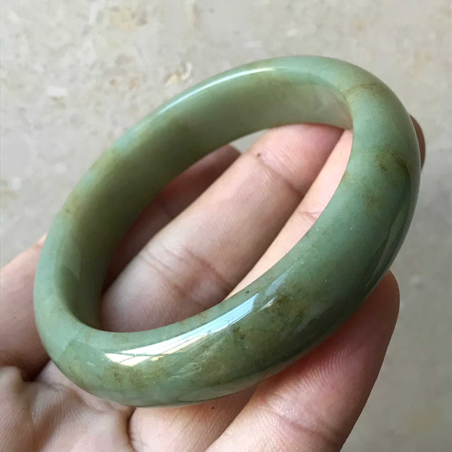 55mm Natural green Grade A Jade Round bangle Myanmar jadeite Lady Bracelet Ice green Type A stone small hand female bangle  翡翠飘花手镯