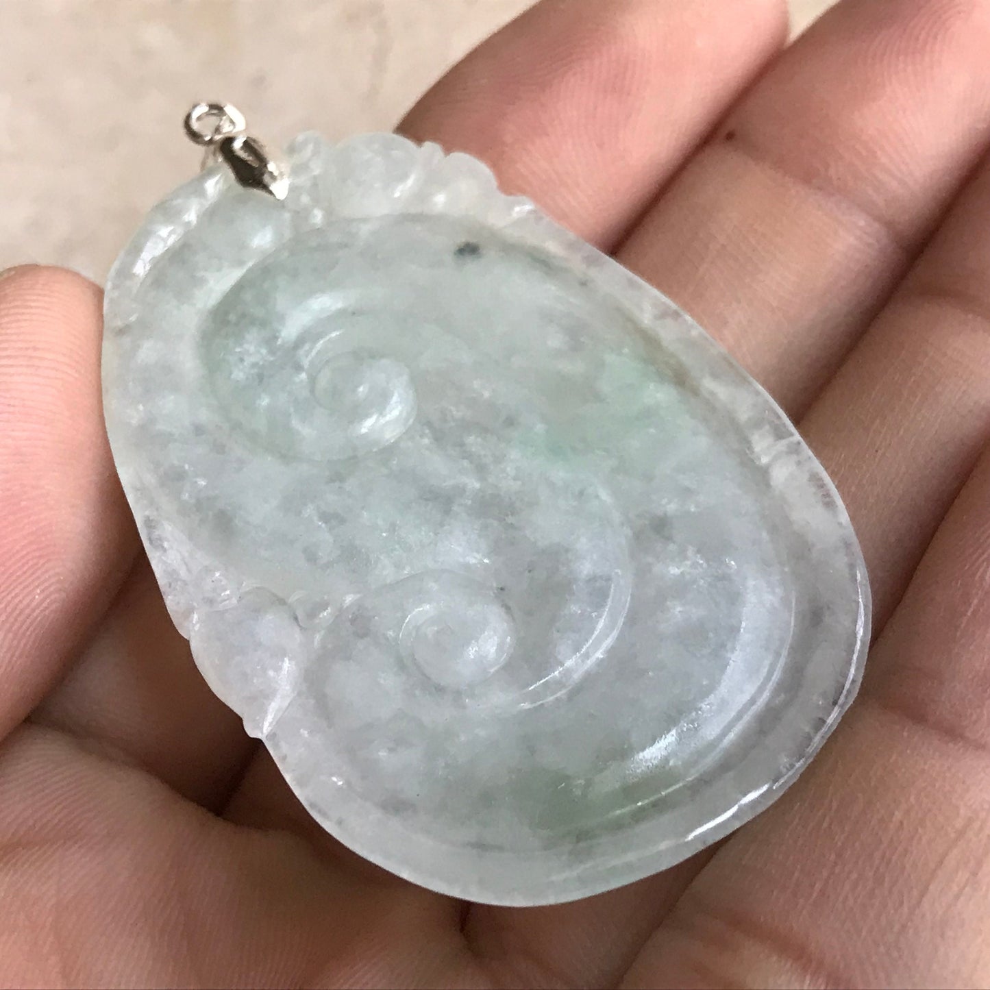 Ruyi Green Grade A Jadeite Natural Green Burma jade  Type A stone  翡翠A货