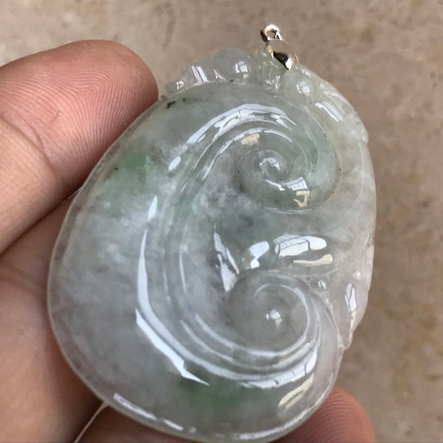 Ruyi Green Grade A Jadeite Natural Green Burma jade  Type A stone  翡翠A货