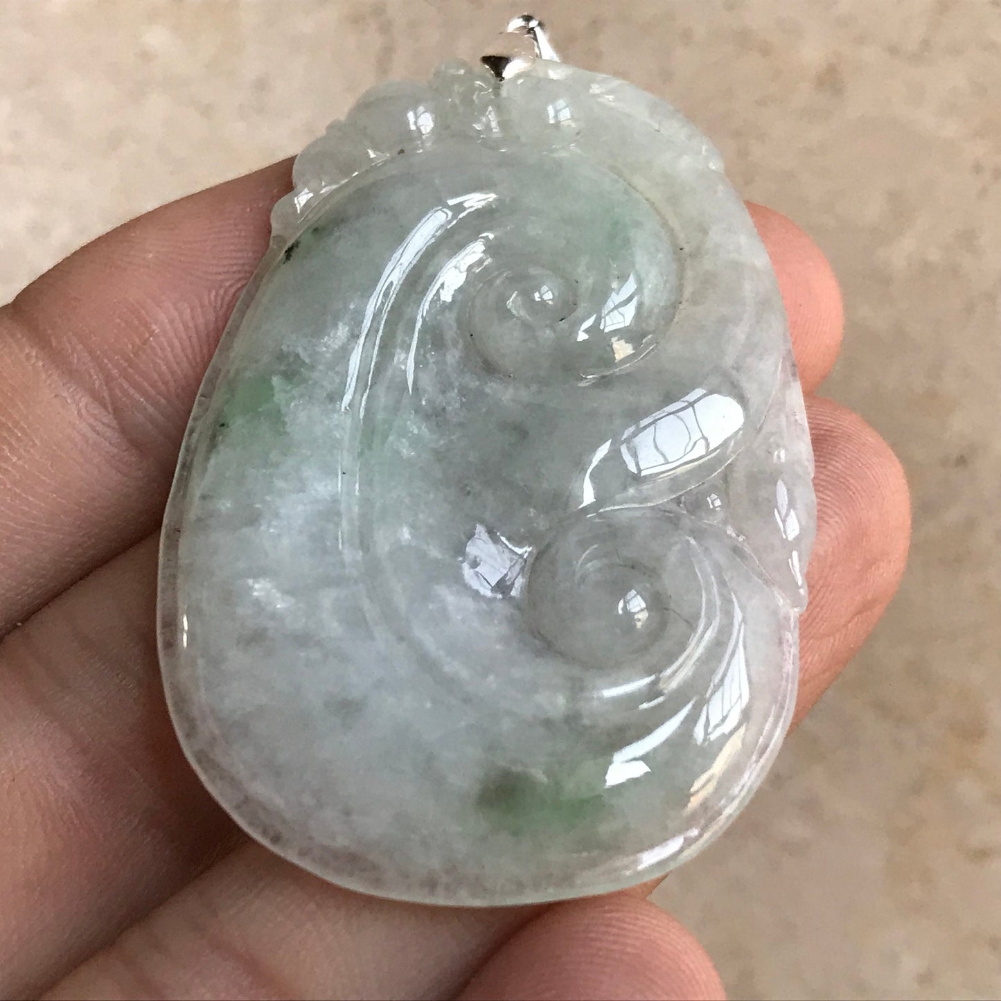 Ruyi Green Grade A Jadeite Natural Green Burma jade  Type A stone  翡翠A货