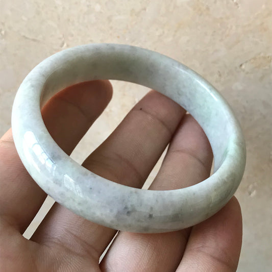 56.1mm Natural green Grade A Jade Round bangle Myanmar jadeite Lady Bracelet Ice green Type A stone small hand female bangle  翡翠飘花手镯