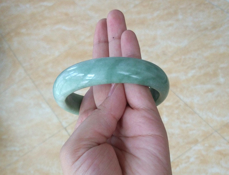 52-75mm Wholesale Natural Jade Green Bangle huge Bracelet Lady Hand carved BIG Chain Natural Chinese A stone jewelry jade kid Birthday gift