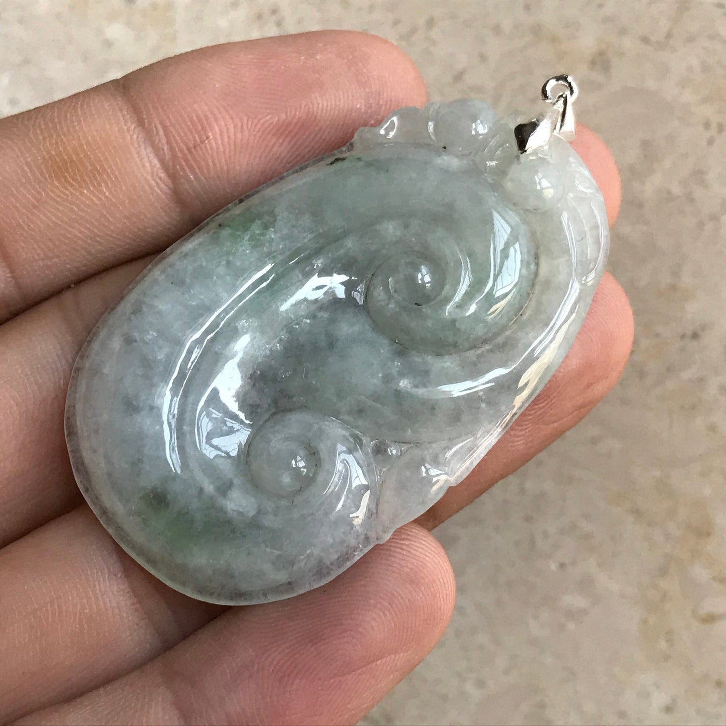 Ruyi Green Grade A Jadeite Natural Green Burma jade  Type A stone  翡翠A货