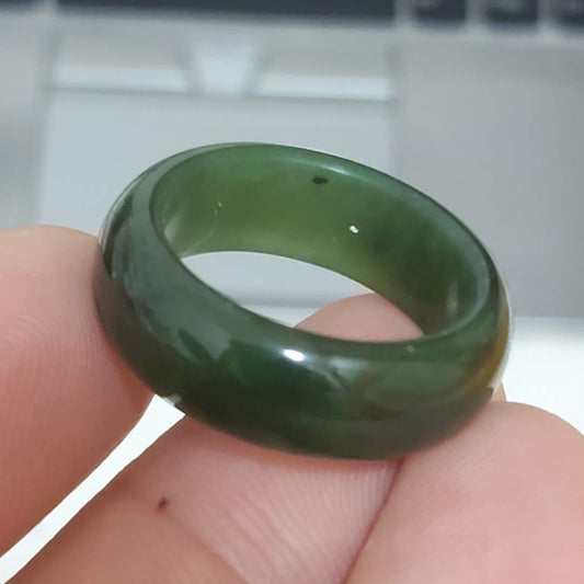 17.8mm totem Canadian Jade Nephrite ring or Pendant  hand carved Natural Greenstone  falls preceptee  NZ jade Maori ring YFR Pounamu