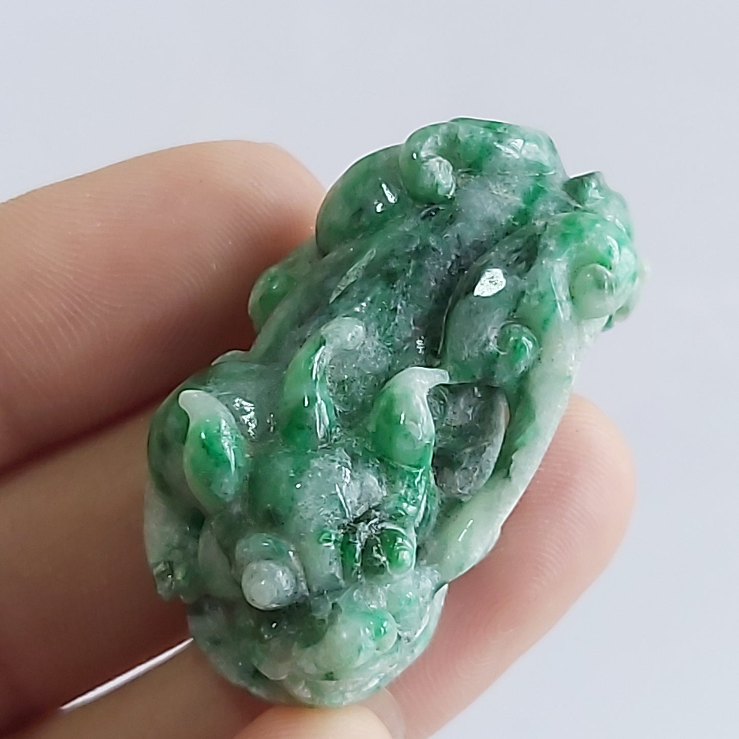 Vintage Pixiu Natural ICE Grade A Jadeite Green Burma jade Lady pendant 天然辣色翡翠A货 貔貅