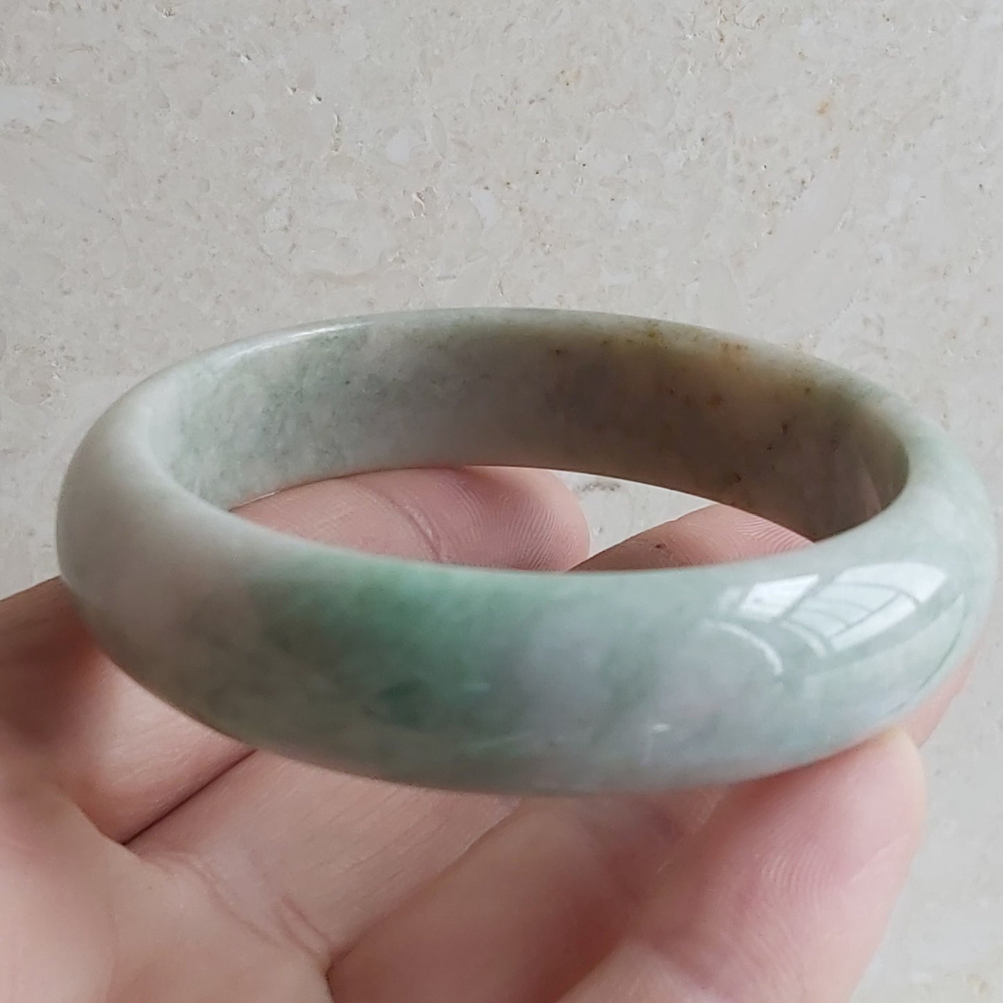 56.1mm Round bangle Grade A Jade Natural green Burma jadeite Lady Bracelet Ice green Type A stone small hand female bangle  翡翠飘花手镯