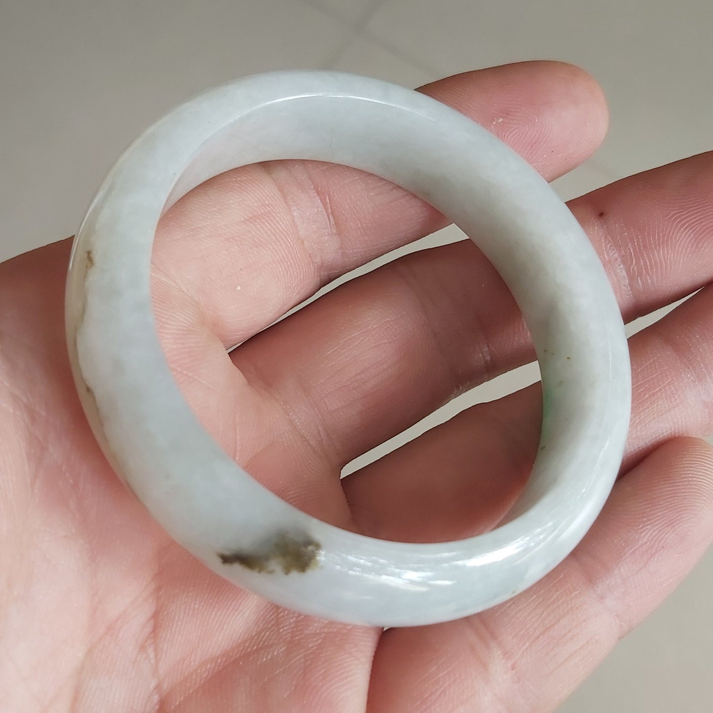 52.7mm Grade A Jade Natural green Round bangle Myanmar jadeite Lady Bracelet Ice green Type A stone small hand female bangle  翡翠飘花手镯