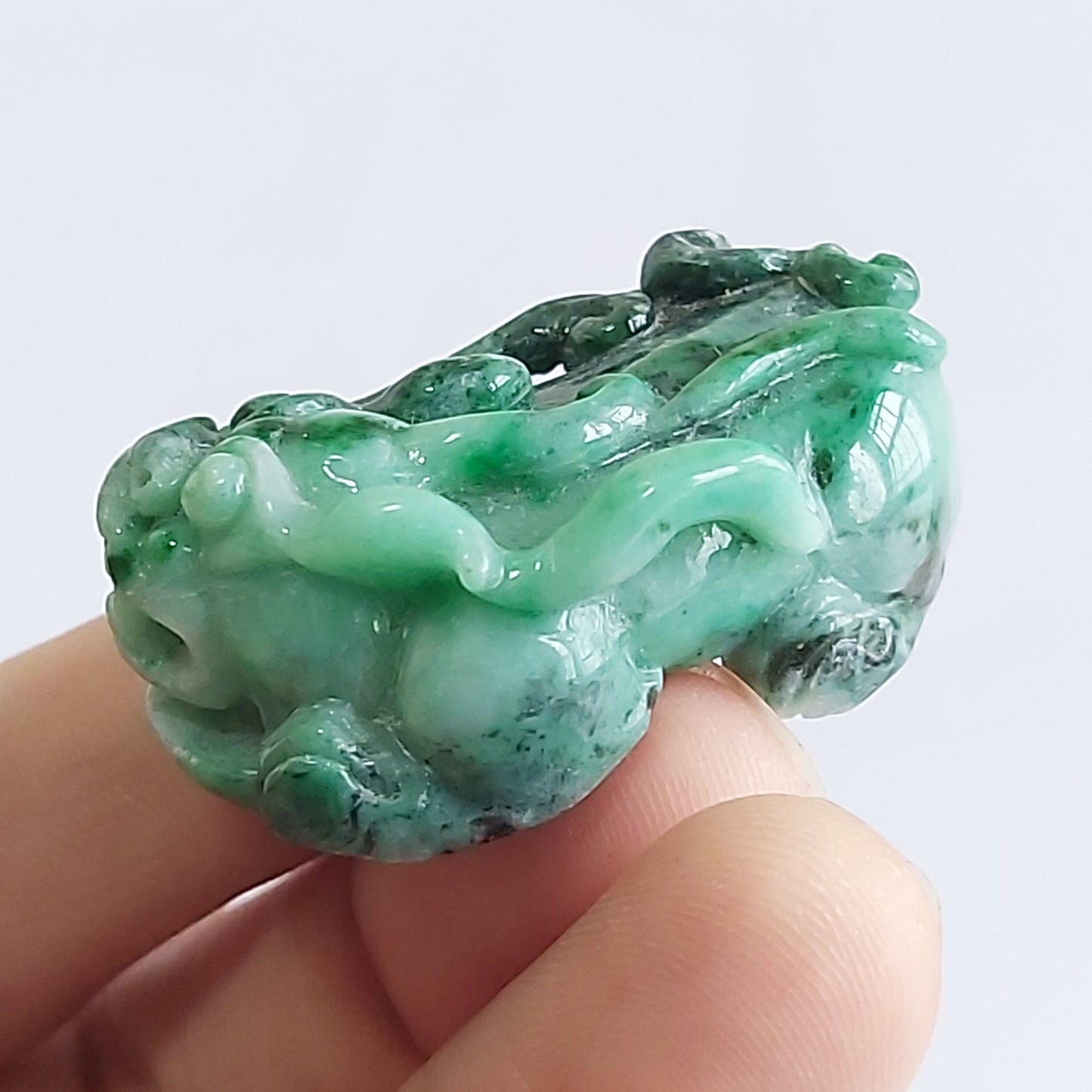 Natural Pixiu Grade A Jadeite Green Burma jade pendant Ruyi Dragon Type A stone 翡翠A货 貔貅