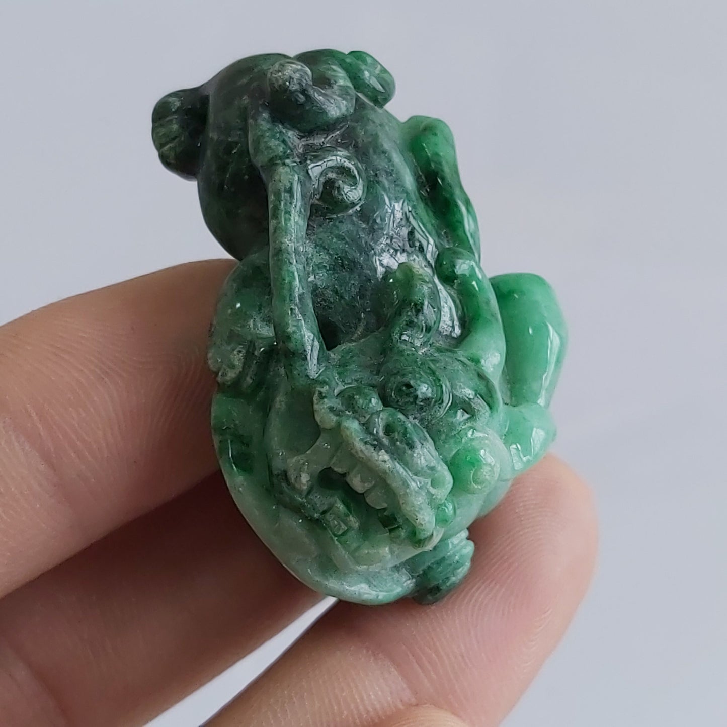 Natural Pixiu Grade A Jadeite Green Burma jade pendant Ruyi Dragon Type A stone 翡翠A货 貔貅