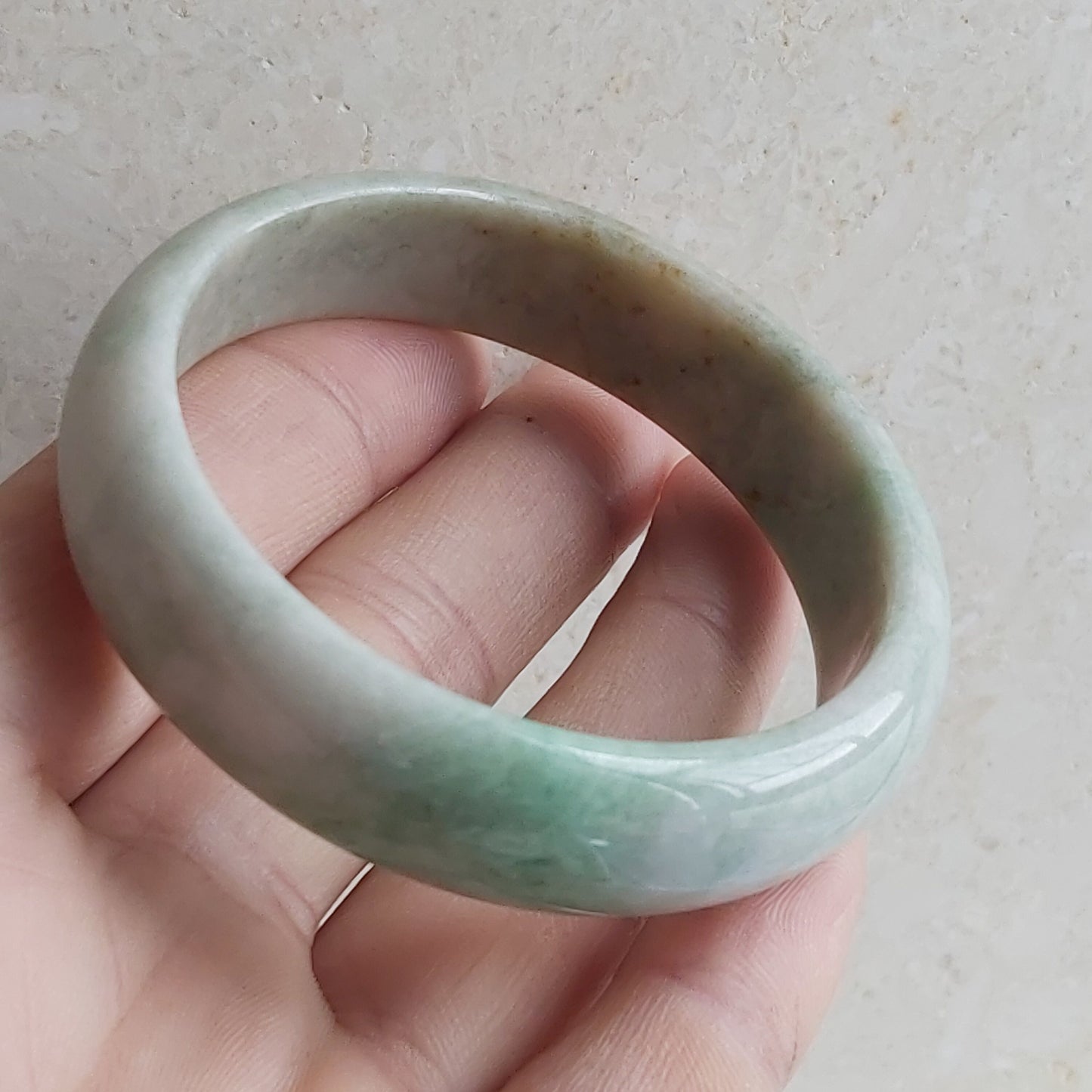 56.1mm Round bangle Grade A Jade Natural green Burma jadeite Lady Bracelet Ice green Type A stone small hand female bangle  翡翠飘花手镯