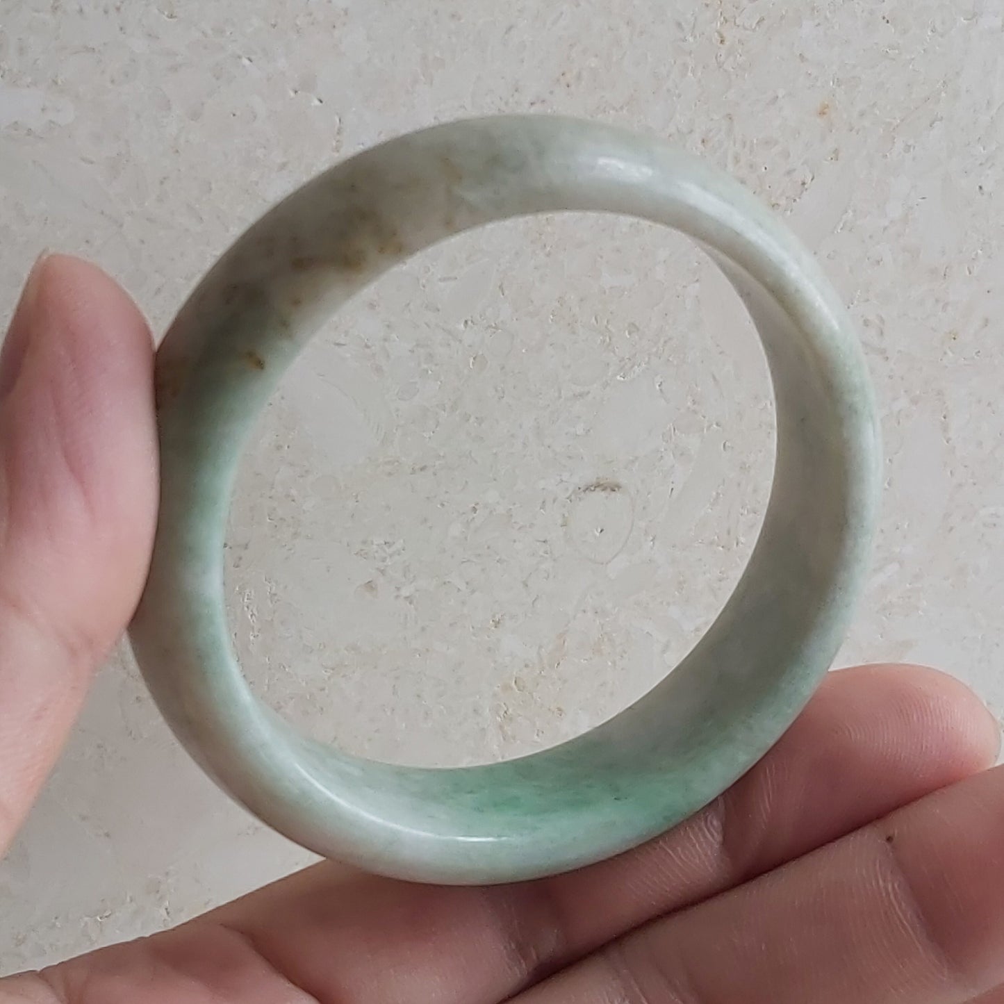 56.1mm Round bangle Grade A Jade Natural green Burma jadeite Lady Bracelet Ice green Type A stone small hand female bangle  翡翠飘花手镯