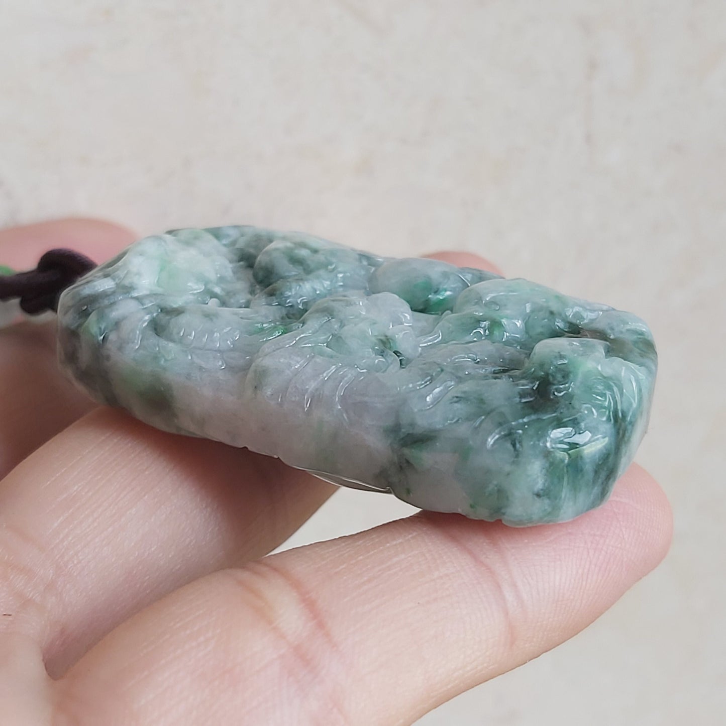 9 Dragons with Sun Natural Green Grade A JADE Burma Jadeite Hand craved Man pendant necklace Myanmar A Type Stone Grey 油青料翡翠A货