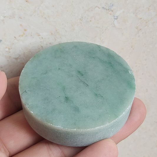 117g Translucent Round Rough Slab ICE SNOWY Natural Jadeite Raw stone Burmese Grade a jade preform Burma Jade Green jade Ice jadeite