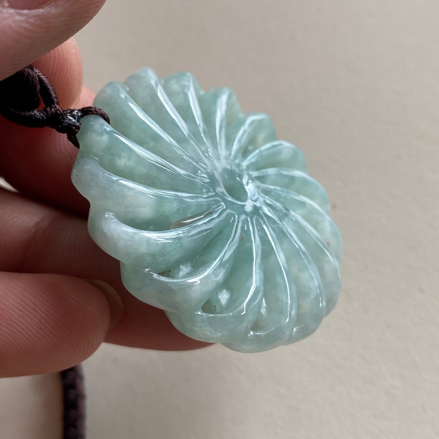 Hallow Flower pendant Natural Grade A jade Green Jade ICE Jadeite Chinese Carved ,Myanmar