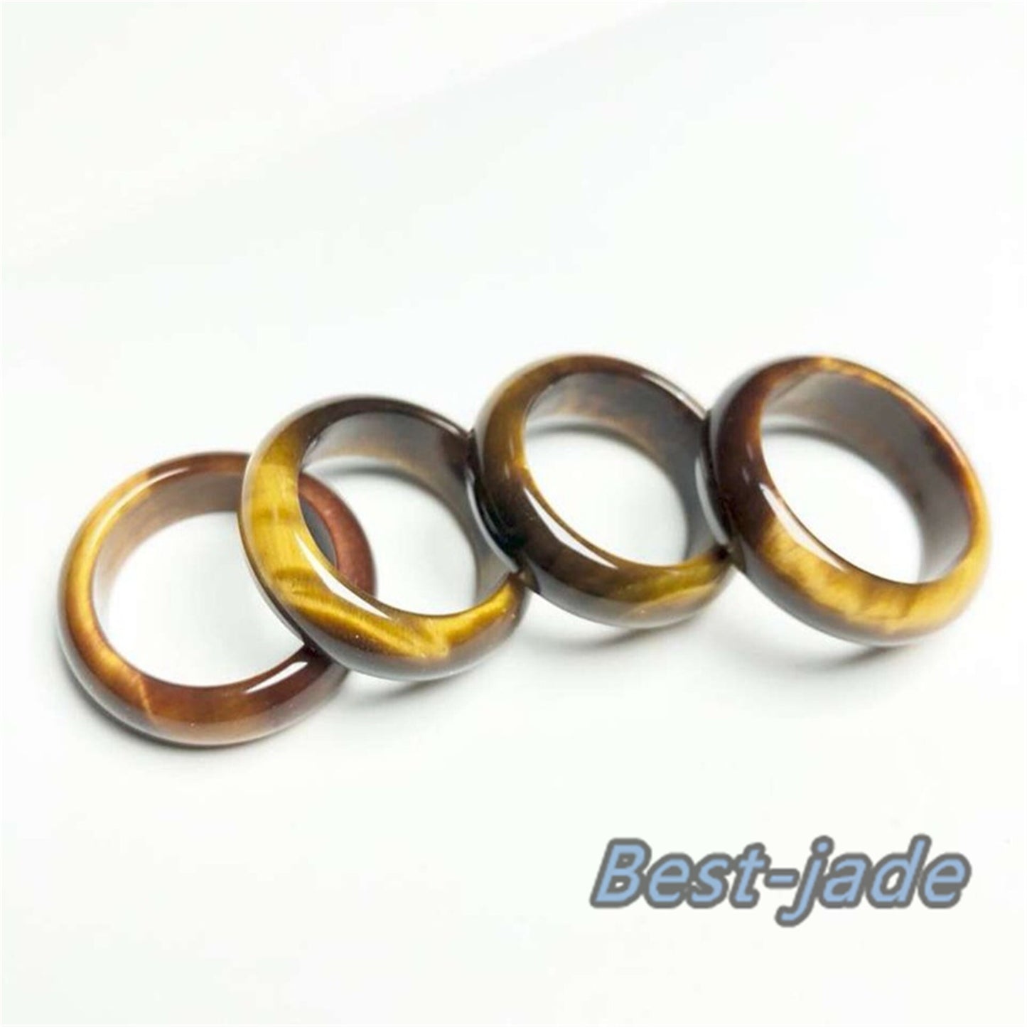 US size 8-12 Natural tiger's-eye ring  tiger eye Jade band stone lady gift band narrow jade ring