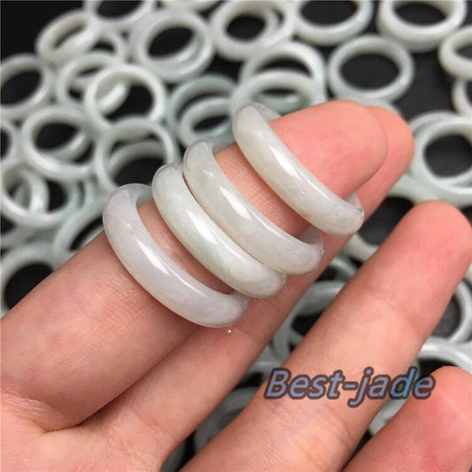 US size 3-14 Wholesale Narrow Ring Natural Grade A Jadeite Burma Jade band Green gemstone Lady Myanmar jadeite Jewelry gift