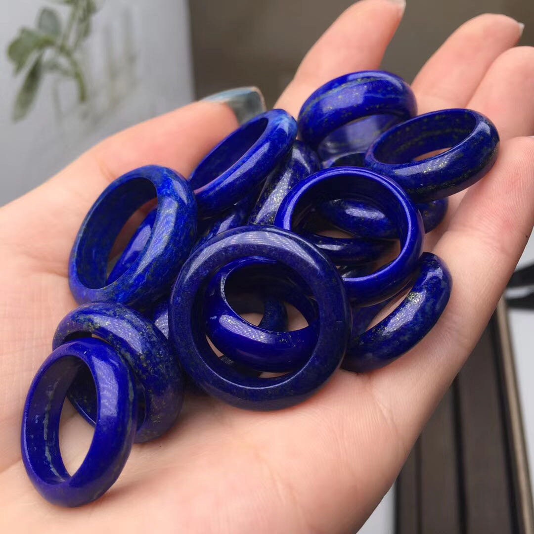 US size 5-14 Natural lapis lazuli Female ring lasurite Jade Anhänger preceptee Blue stone lady jewelry jade gift