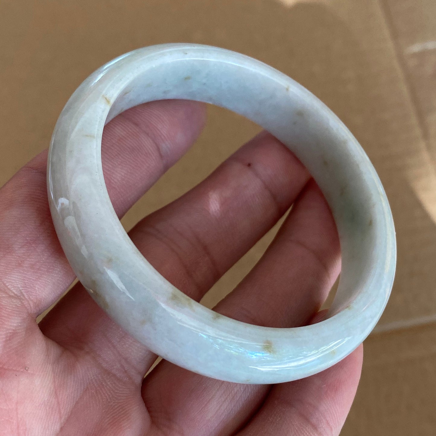 56.8mm Grade A Jade Natural green Round bangle Myanmar jadeite Lady Bracelet Ice green Type A stone small hand female bangle  翡翠飘花手镯