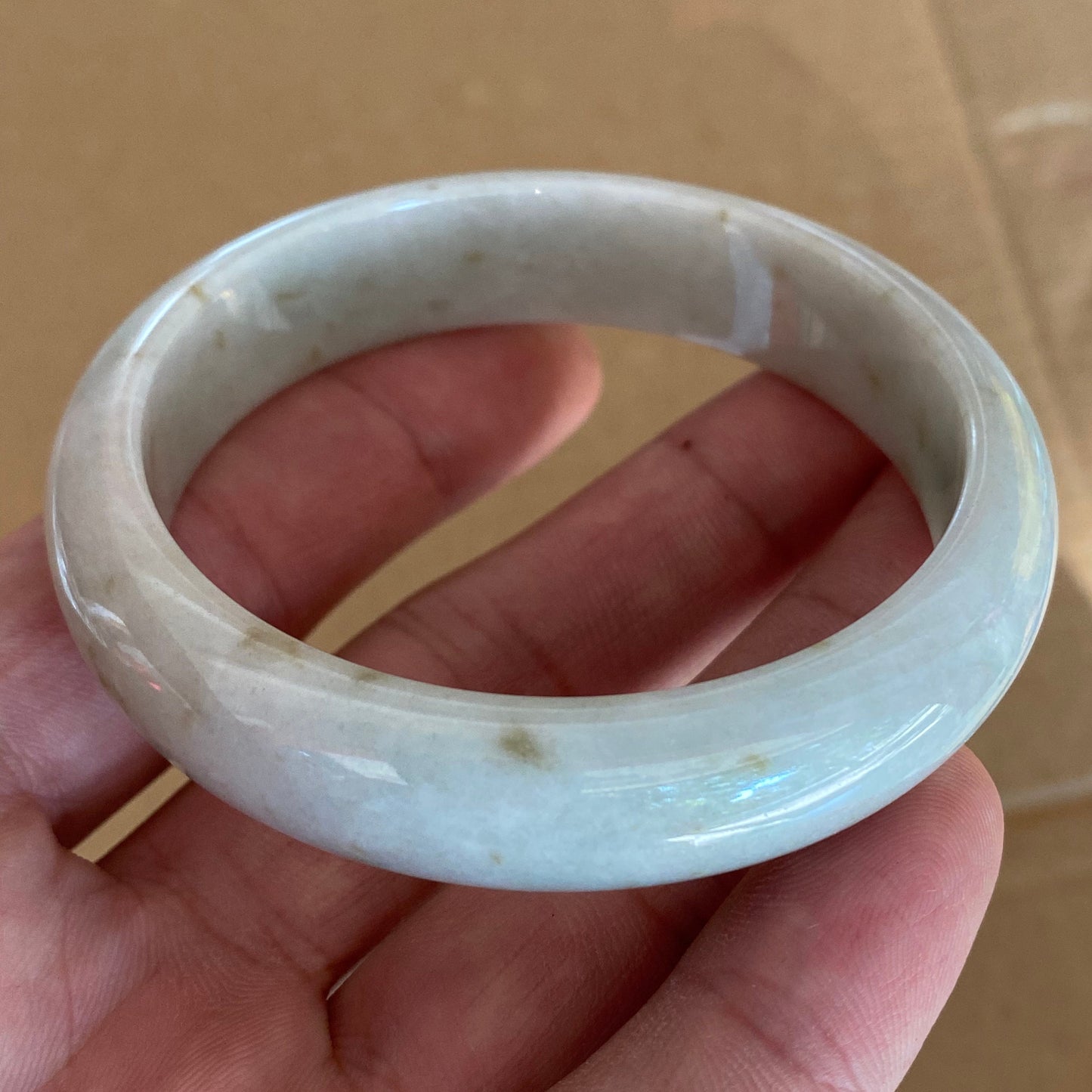 56.8mm Grade A Jade Natural green Round bangle Myanmar jadeite Lady Bracelet Ice green Type A stone small hand female bangle  翡翠飘花手镯