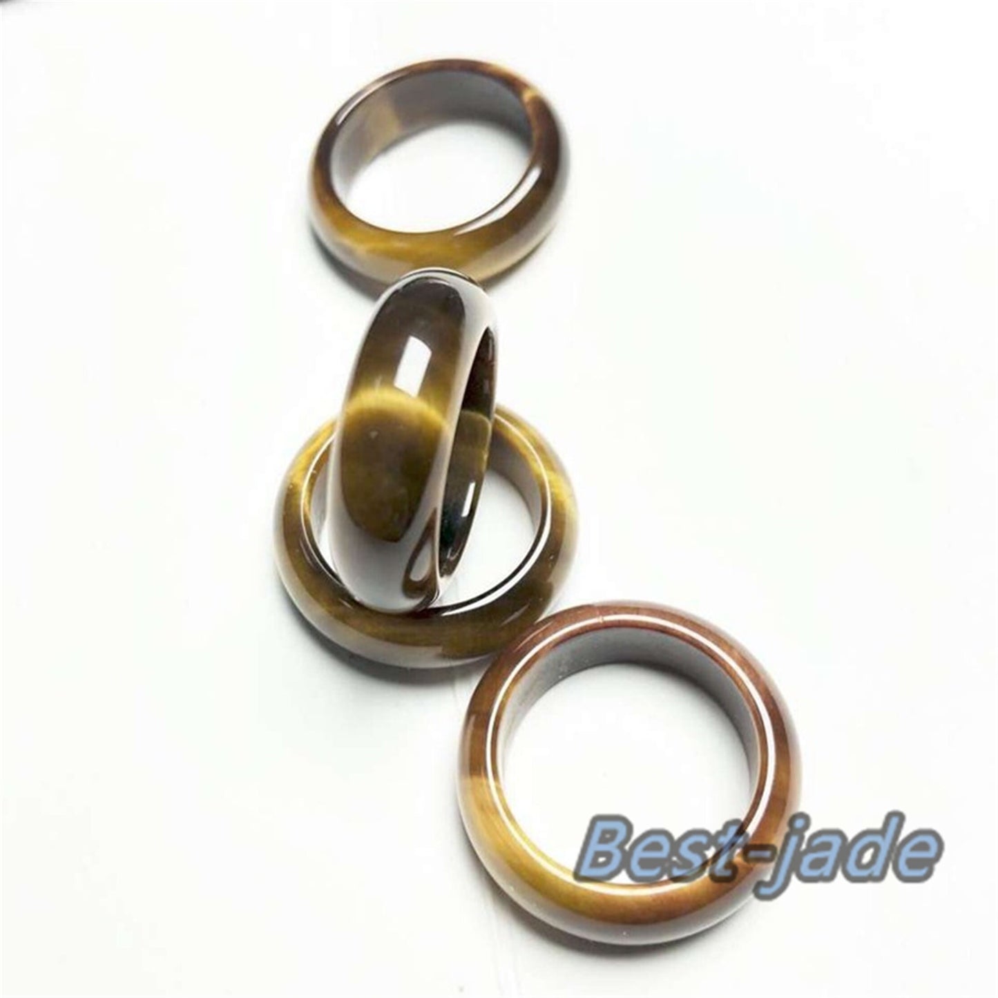 US size 8-12 Natural tiger's-eye ring  tiger eye Jade band stone lady gift band narrow jade ring