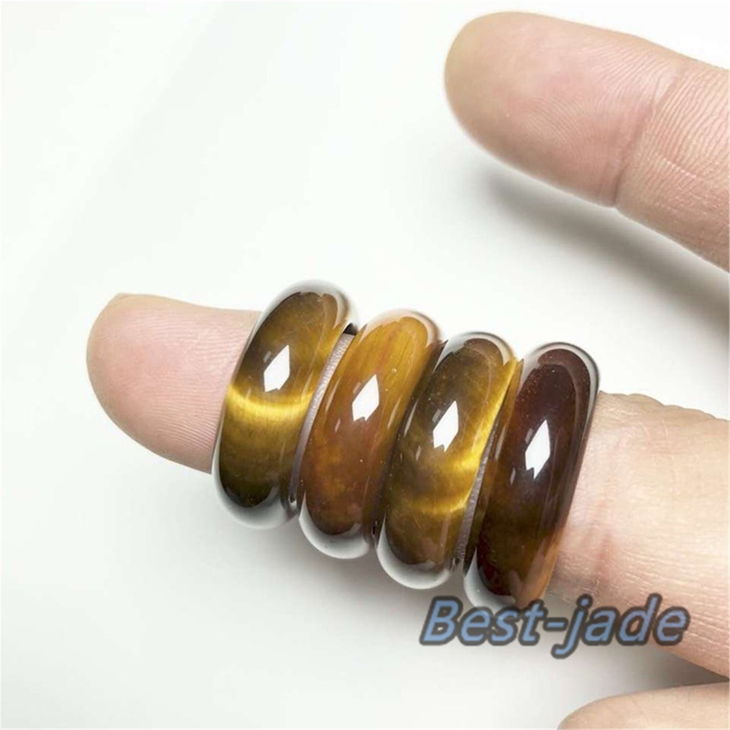 US size 8-12 Natural tiger's-eye ring  tiger eye Jade band stone lady gift band narrow jade ring