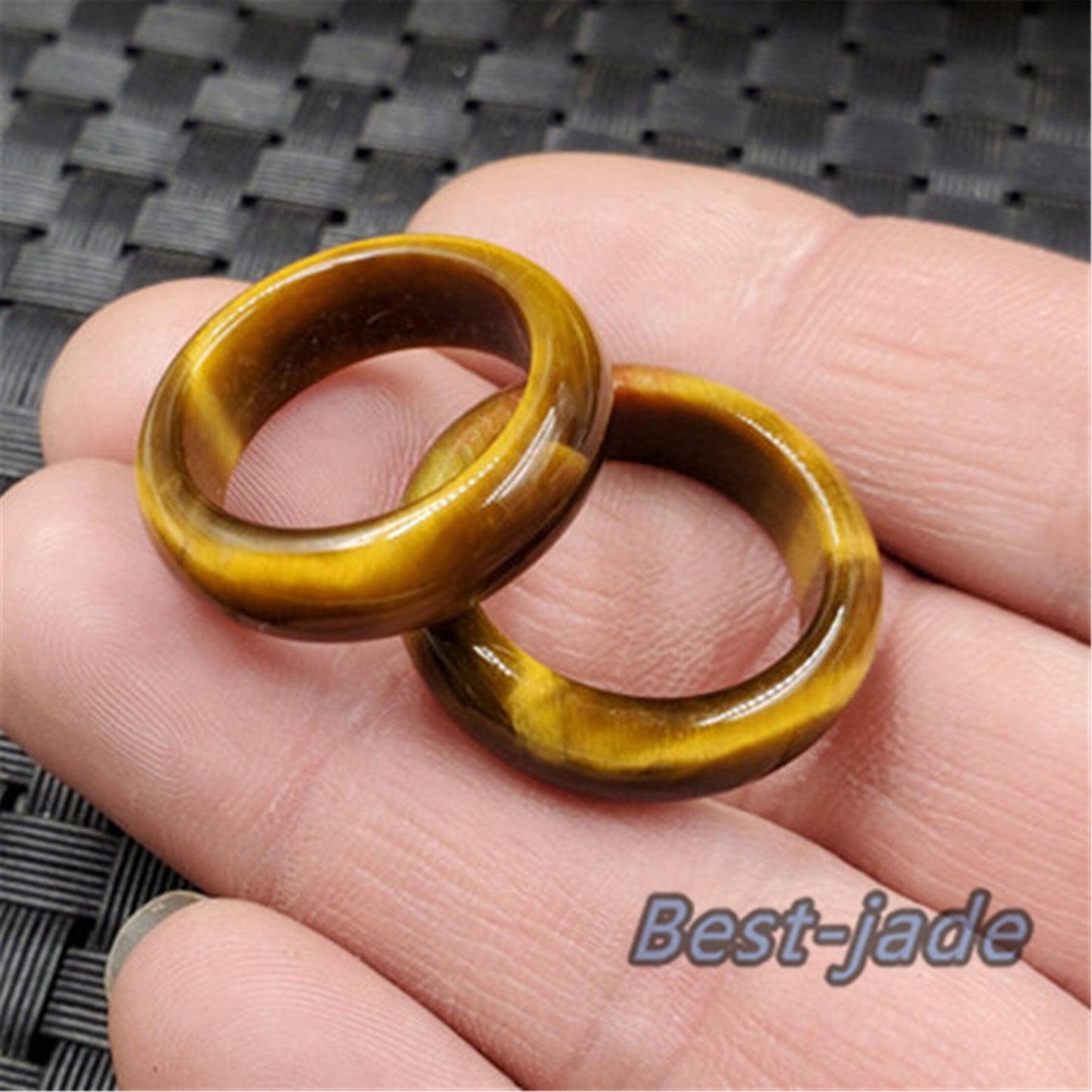 US size 8-12 Natural tiger's-eye ring  tiger eye Jade band stone lady gift band narrow jade ring