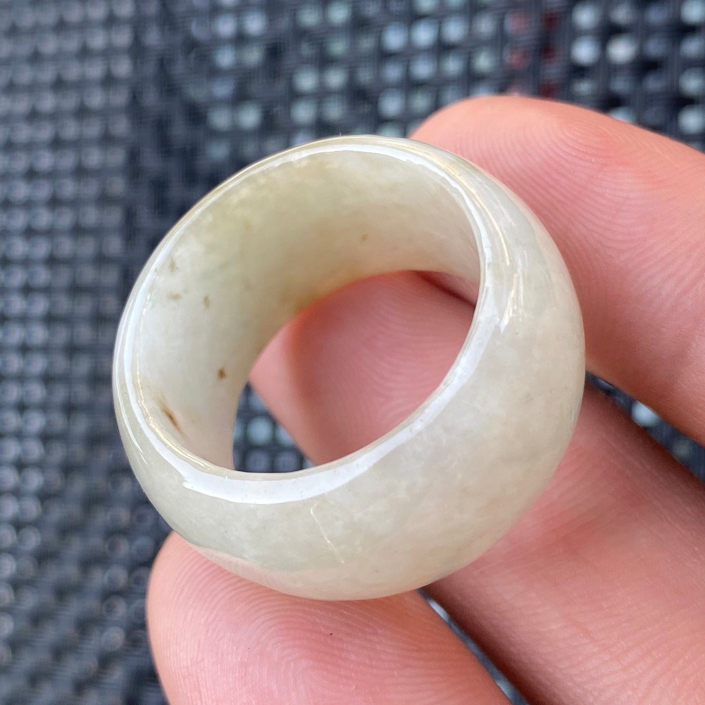 21.6mm Grade A jade Wide Band Ring Natural Real Jadeite Green gemstone thumb ring Burma jadeware Type A stone