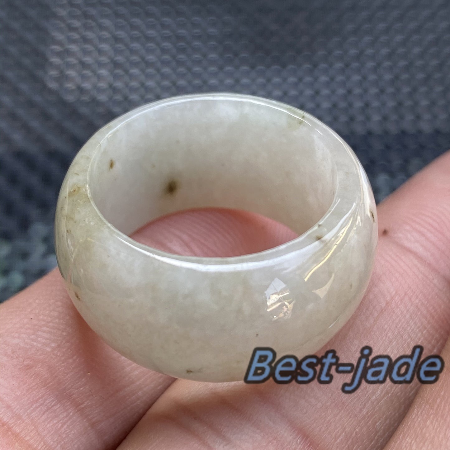 21.6mm Grade A jade Wide Band Ring Natural Real Jadeite Green gemstone thumb ring Burma jadeware Type A stone