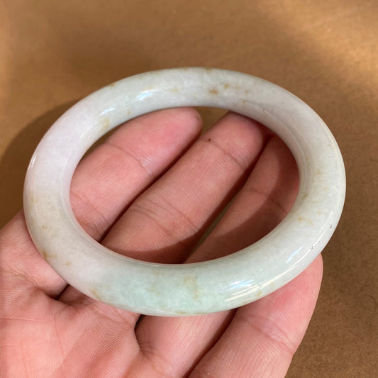 56.1mm Grade A Jade Natural green Round bangle Myanmar jadeite Lady Bracelet Ice green Type A stone small hand female bangle  翡翠飘花手镯