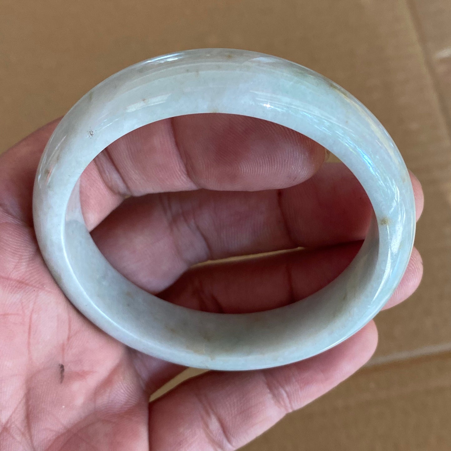 56.8mm Grade A Jade Natural green Round bangle Myanmar jadeite Lady Bracelet Ice green Type A stone small hand female bangle  翡翠飘花手镯